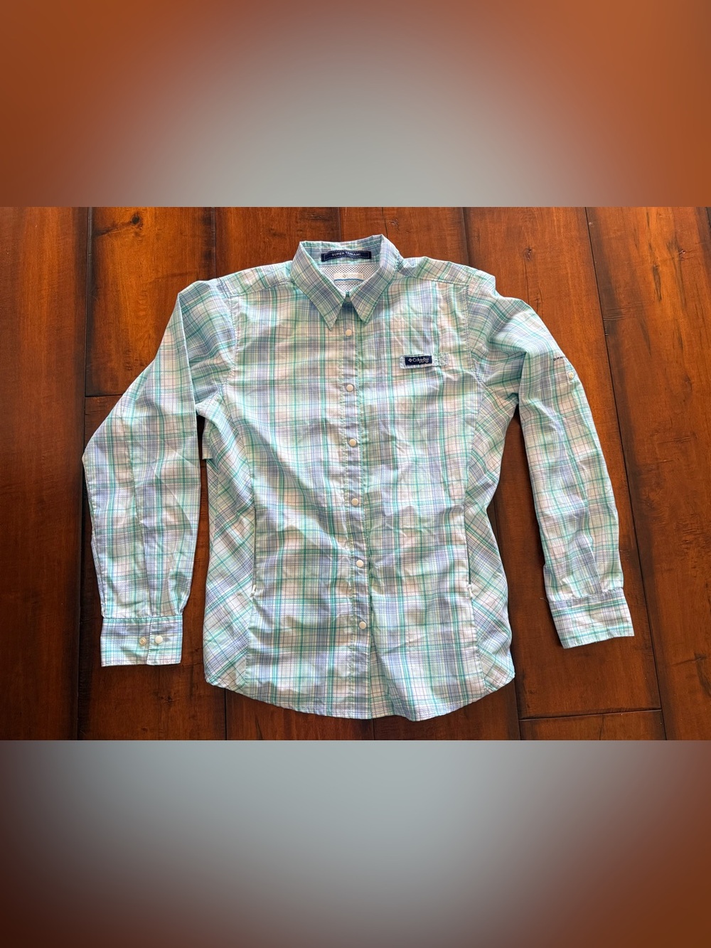 Columbia Mint Green & Light Blue Plaid Button-Down Shirt